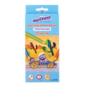 Карандаши цветные 12цв. ЮНЛАНДИЯ трехгран....